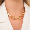 CHOKER DOURADA ELOS GROSSOS COM FIO QUADRADO (016397)