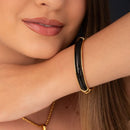 BRACELETE DOURADO PEDRA PRETA (020781)
