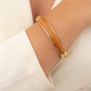 BRACELETE DOURADO PEDRA MARROM (021012)