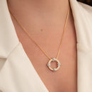 COLAR FEMININO PINGENTE REDONDO DOIS BANHOS NA VENEZIANA (021353)