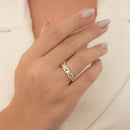 ANEL FEMININO ZIRCÔNIA COM \"X\" LISO INSPIRAÇÃO DOIS BANHOS (021450)