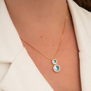 COLAR VENEZIANA Pingente REDONDO CRAVEJADO PEDRA AQUAMARINE (021659)