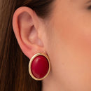 BRINCO OVAL MARSALA COM BORDA DOURADA (022050)