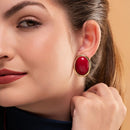 BRINCO OVAL MARSALA COM BORDA DOURADA (022050)