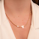 CHOKER DE CRISTAL CARAMELO,DIVINO E MINI PÉROLA DE ÁGUA DOCE (022038)
