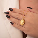 COLAR CORRENTE VENEZIANA COM PINGENTE OVAL PEDRA (022073)